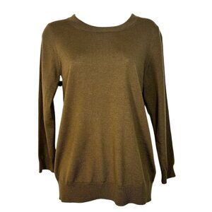 J. Crew Merino Wool Tippi Sweater Lightweight Tight Knit Dark Olive Medium